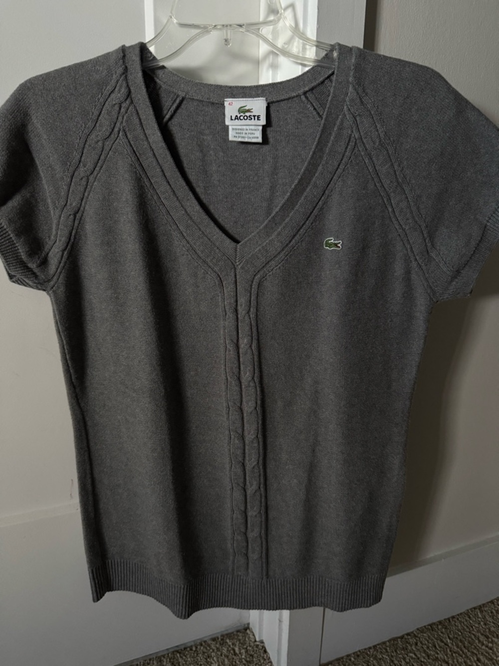 Lacoste Gray Cotton S/S Sweater